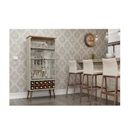 Vitrina Vinera Tu Mesita Mersy con Espejo 2 puertas color Blanco/Marrón